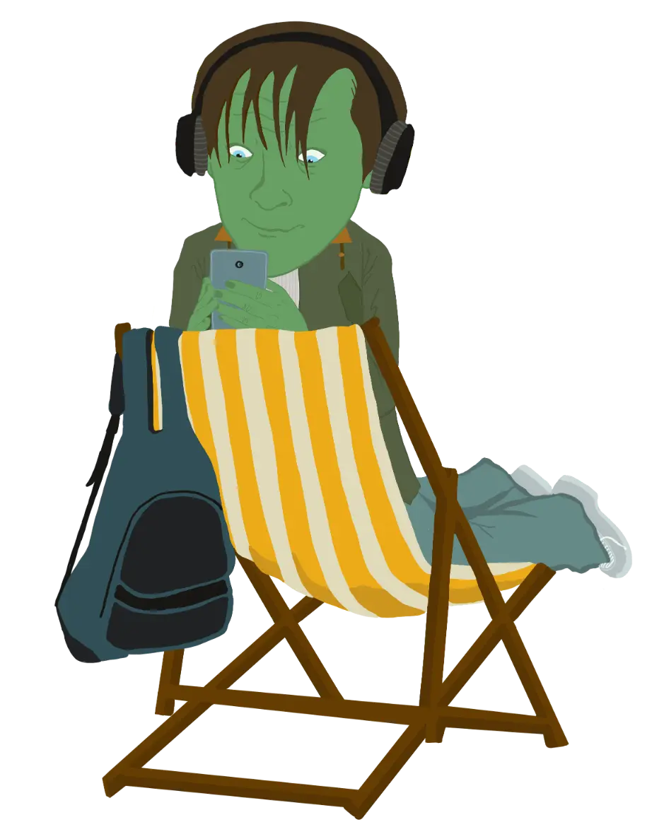 Jonathan, a character in Smooth Sailing Film in a deck chair